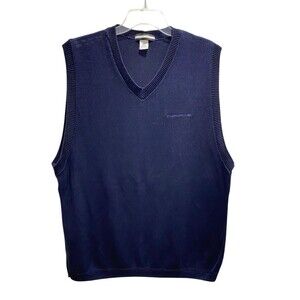 Porsche 100% Tencel Lyocell XL Knit Vest  Mens LIGHTWEIGHT Navy Blue